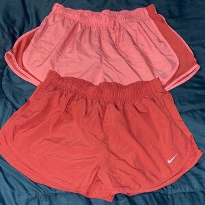2 - Nike Women's Two-Tone Coral and Rose Athletic Shorts